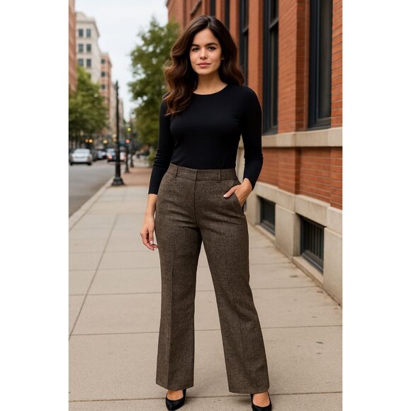 7th Avenue Size 12 Tweed Trousers Flared Leg Tailored Work Pants Boss Energy - Picture 2 of 12